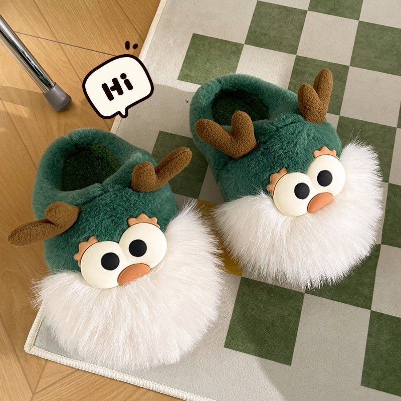 Christmas Deer Plush Slippers with Heel Cover (photo 6)
