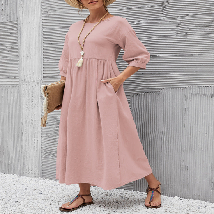 Women's Short-Sleeve A-Line Dress with Pockets (photo 14)
