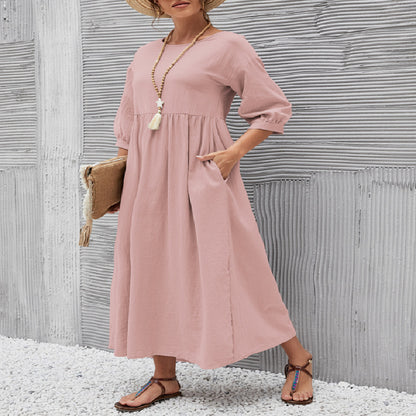 Women's Short-Sleeve A-Line Dress with Pockets (photo 14)