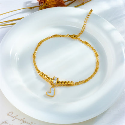 Double-Layer Heart Charm Anklet (photo 3)