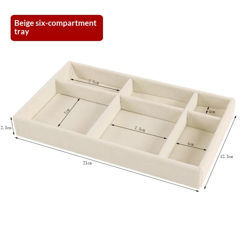 Velvet-Covered Drawer Organizer Tray - 6 Compartments (photo 5)