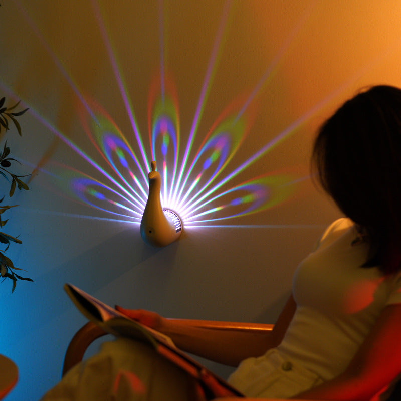 Peacock Feather Projection Wall Lamp with Remote