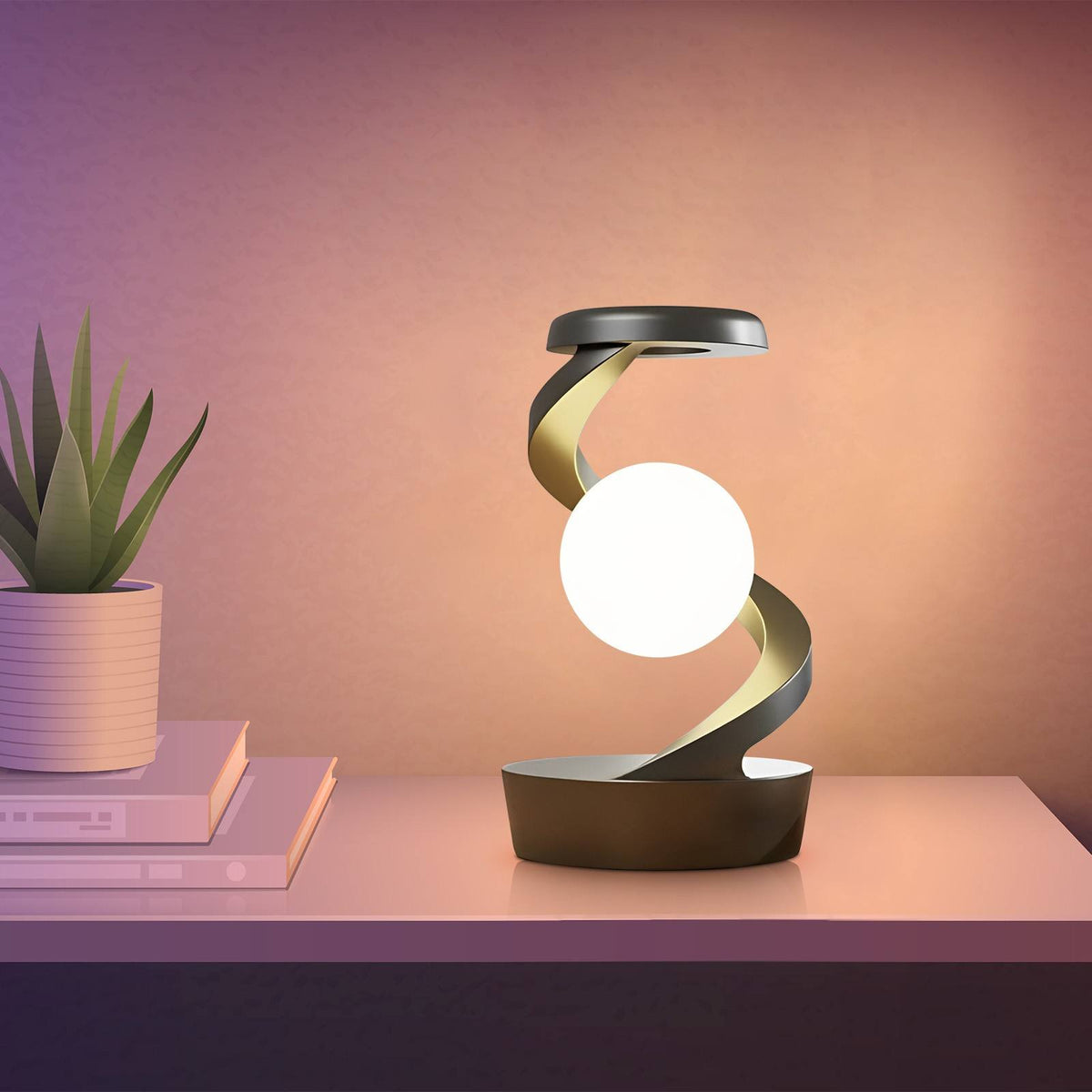 Rotating Moon Desk Lamp with Optional Wireless Charger (photo 11)