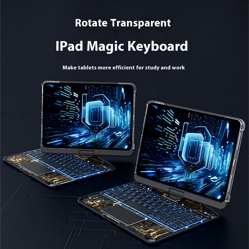 360° Rotating Clear Keyboard Case for iPad with Trackpad (photo 4)