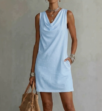 Women's Sleeveless Draped-Neck Bodycon Dress (photo 17)