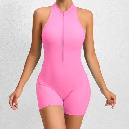 Women's Zip-Front Sleeveless Shorts Bodysuit (photo 6)