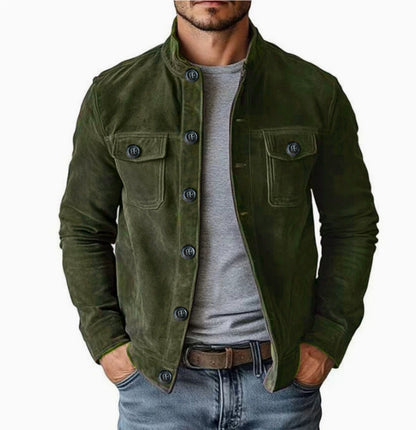 Men's Vintage Faux Suede Single-Breasted Jacket (photo 7)