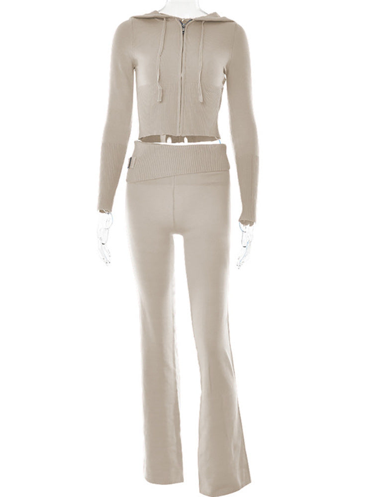 Women's Zip-Up Hoodie and High-Waist Pants Set (photo 22)