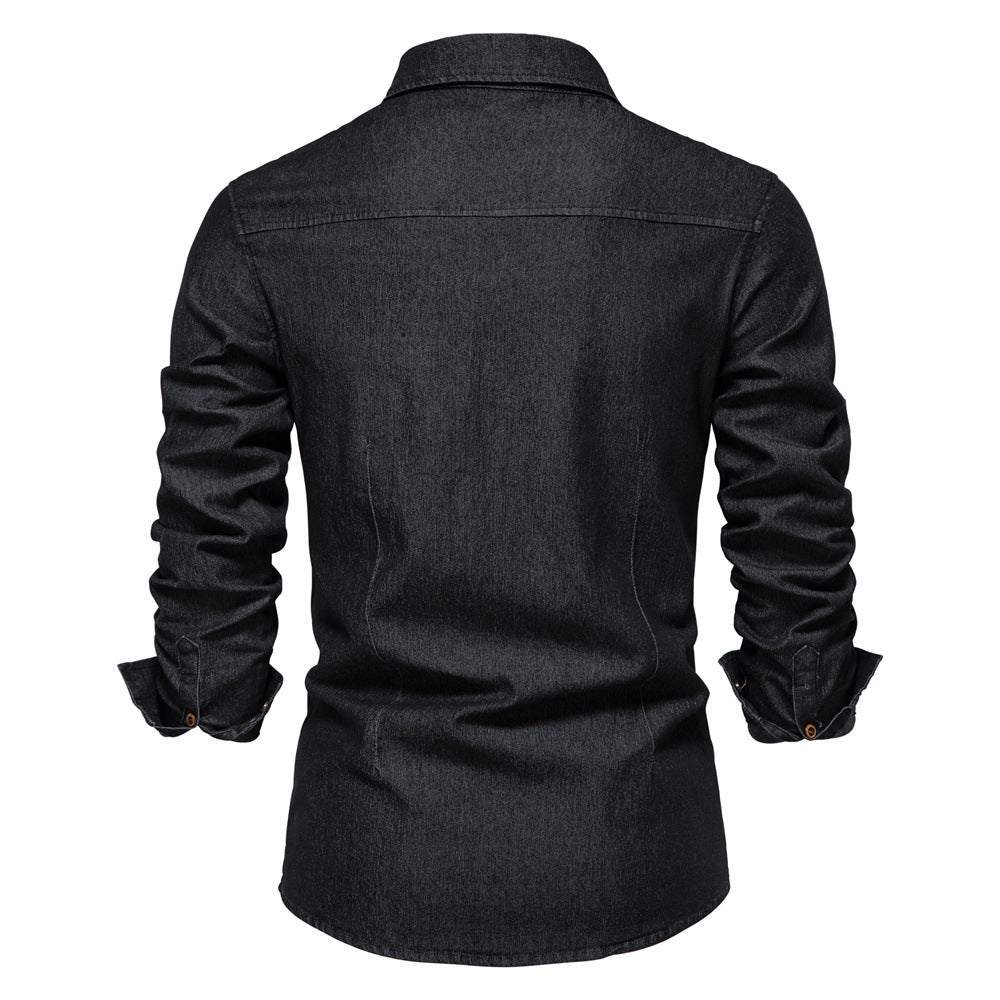 Men's Slim Long-Sleeve Denim Shirt (photo 3)