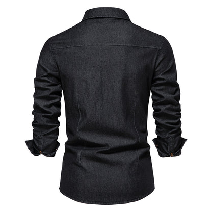 Men's Slim Long-Sleeve Denim Shirt (photo 3)