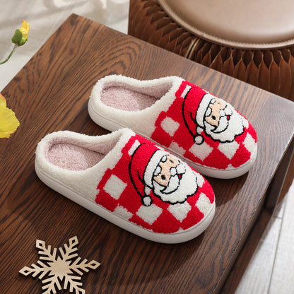 Christmas Plaid Santa Plush Slippers