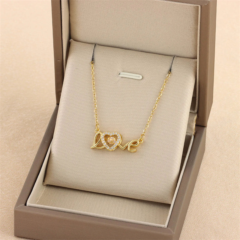 Titanium Steel Love Letter Clavicle Necklace (photo 6)