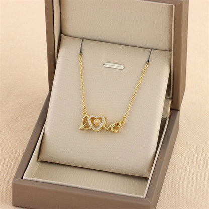 Titanium Steel Love Letter Clavicle Necklace (photo 6)