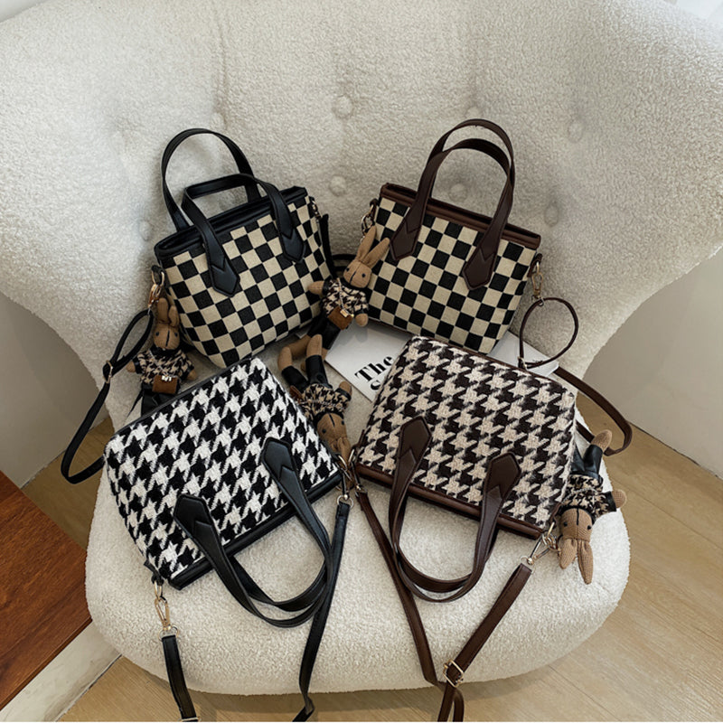 Houndstooth and Plaid Mini Shoulder Bag (photo 4)