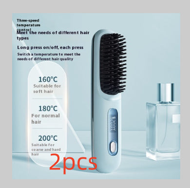 2-in-1 Cordless Hair Straightener Brush, USB Rechargeable (photo 21)