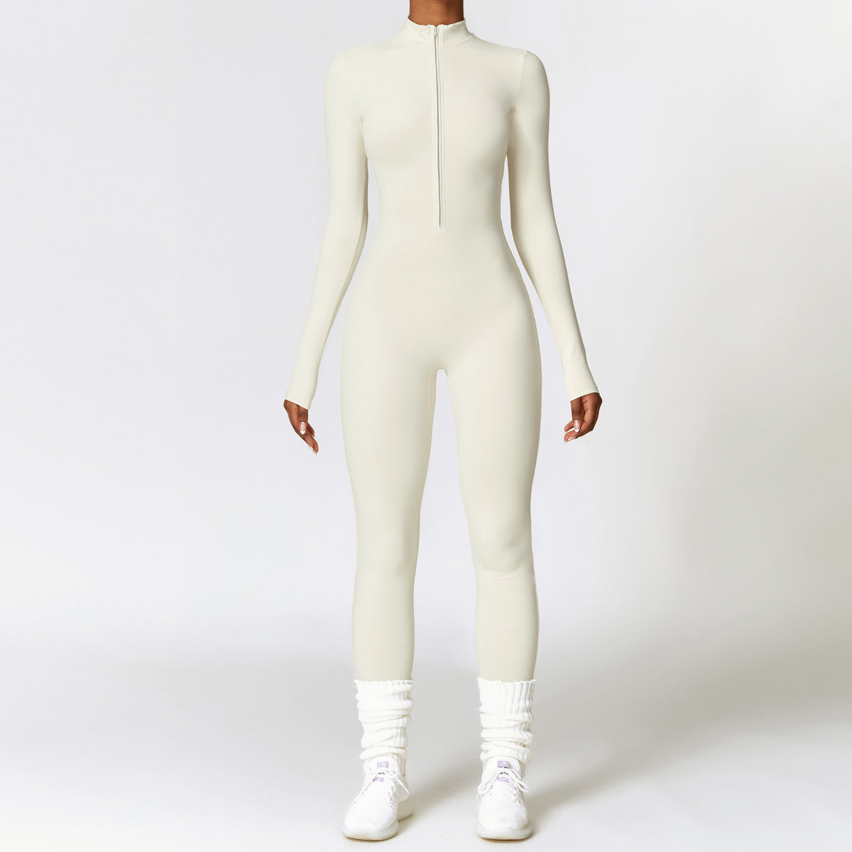 Women's Fleece-Lined Zip Long-Sleeve Yoga Jumpsuit (photo 8)