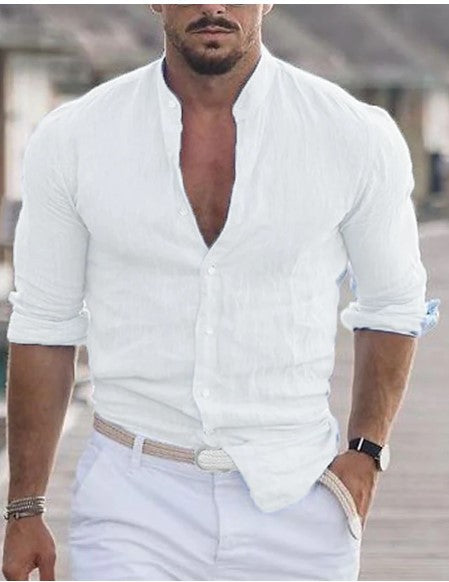 Men's Long-Sleeve Button Shirt, Solid Colors (photo 11)