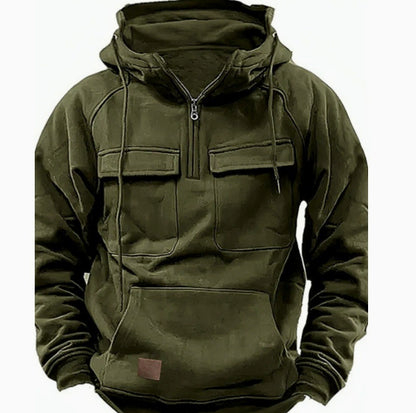 Men's Zip-Up Hoodie with Drawstring and Pockets (photo 12)