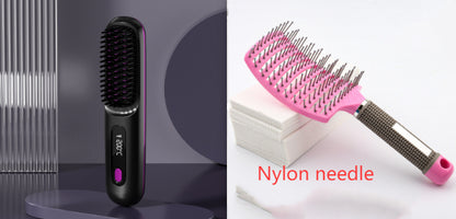 2-in-1 Cordless Hair Straightener Brush, USB Rechargeable (photo 33)
