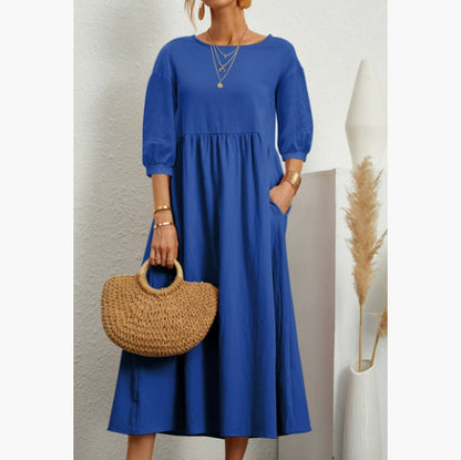 Women's Short-Sleeve A-Line Dress with Pockets (photo 16)