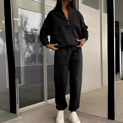 Women's Zip-Up Sweatshirt and Elastic-Waist Pants Set (photo 2)