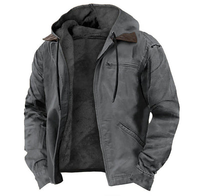 Men's Hooded Fleece Zip-Up Long Jacket (photo 5)