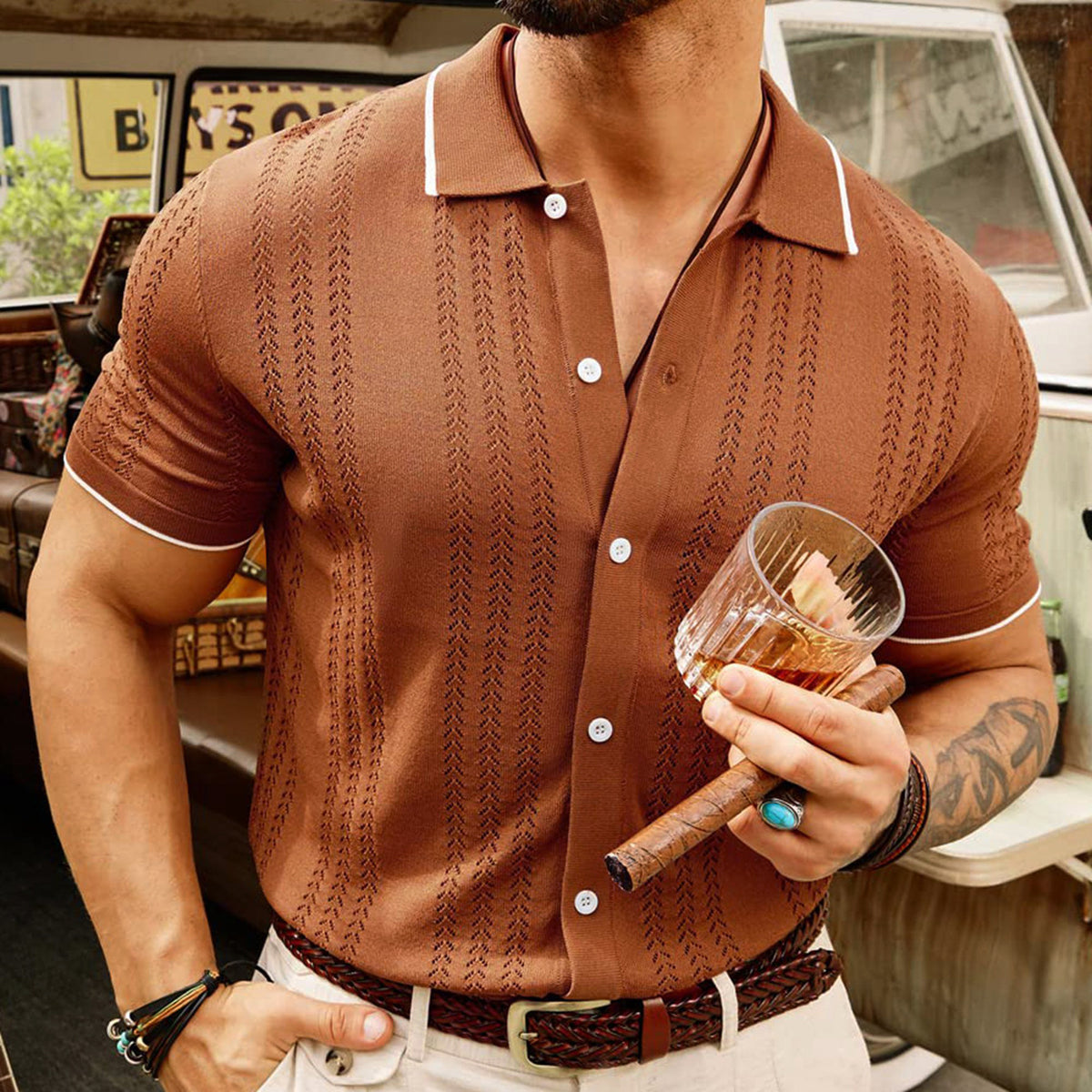 Men's Short-Sleeve Lapel Polo Shirt (photo 5)