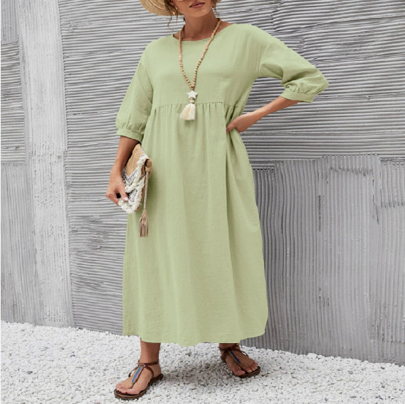 Women's Short-Sleeve A-Line Dress with Pockets (photo 15)