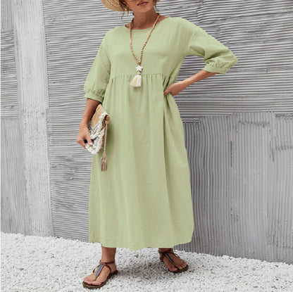 Women's Short-Sleeve A-Line Dress with Pockets (photo 15)