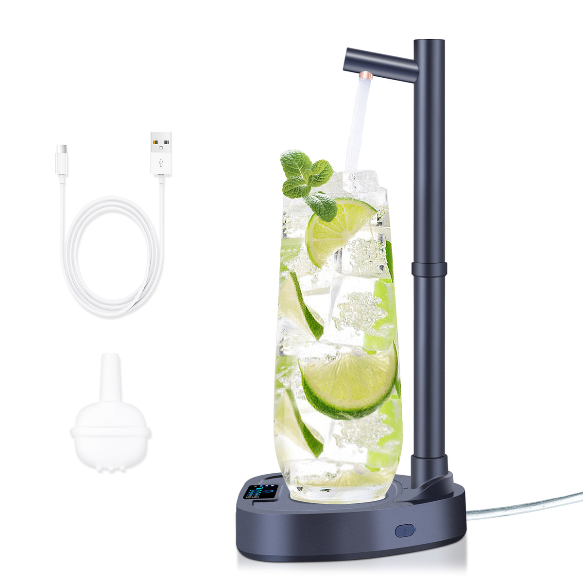 Rechargeable Electric Water Bottle Pump with Stand and Extension Tube (photo 11)