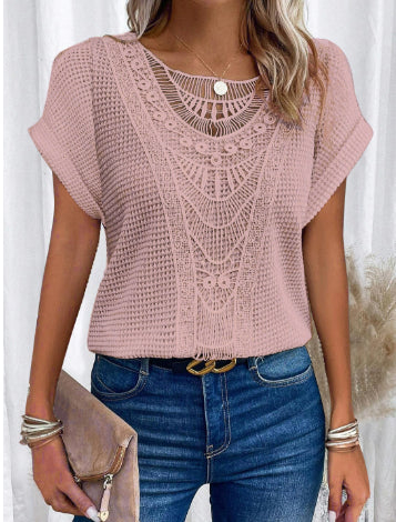 Women's Cut-Out Short-Sleeve Ethnic Style T-Shirt (photo 5)