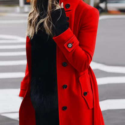 Women's Slim Stand-Collar Single-Breasted Coat (photo 2)