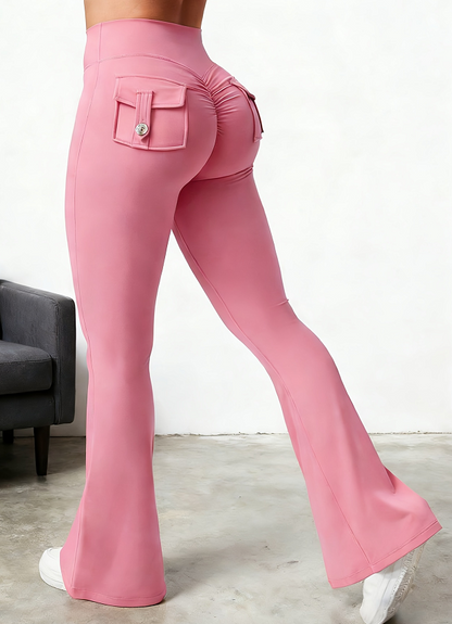 Women's High-Waist Flared Yoga Pants with Pockets (photo 10)