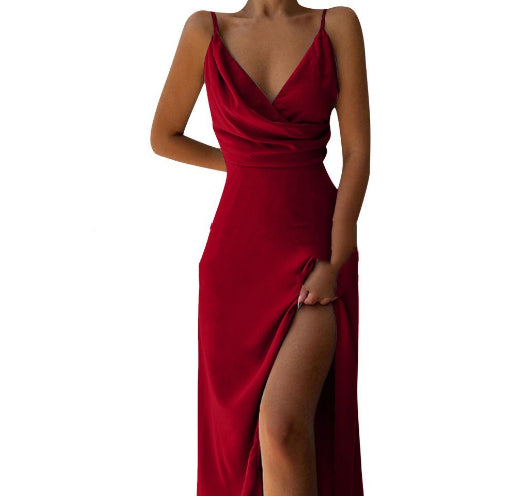 Women's V-Neck Strappy Midi Dress with Slit (photo 19)