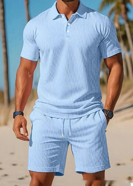 Men's Mesh Short-Sleeve Shirt and Shorts Set (photo 14)