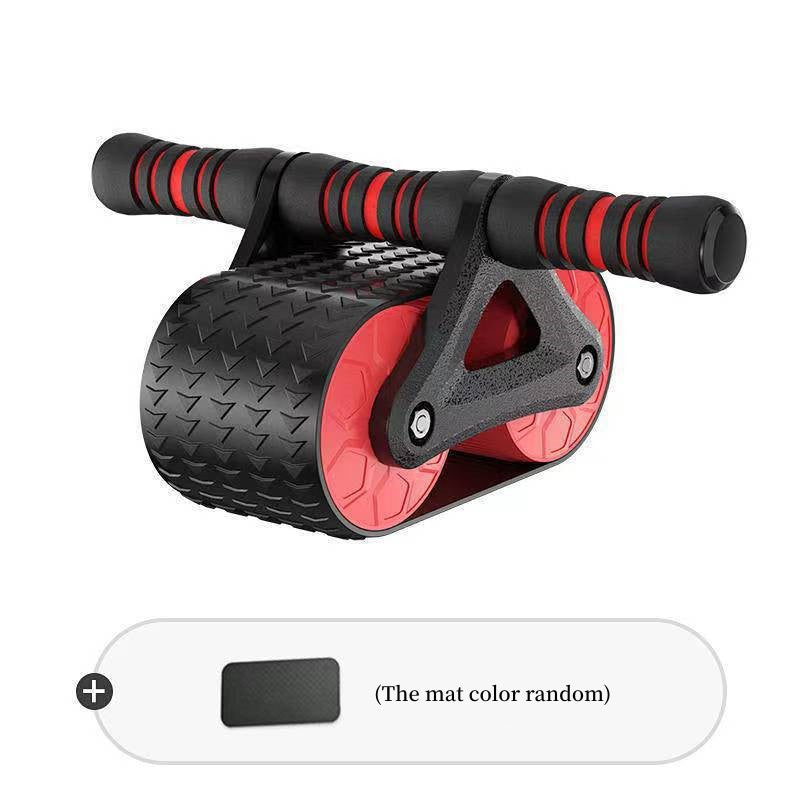 Automatic Rebound Double-Wheel Ab Roller with Knee Pad – Red