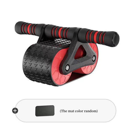 Automatic Rebound Double-Wheel Ab Roller with Knee Pad – Red