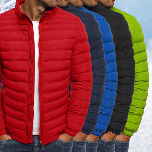 Men's Padded Zip-Up Jacket with Pockets