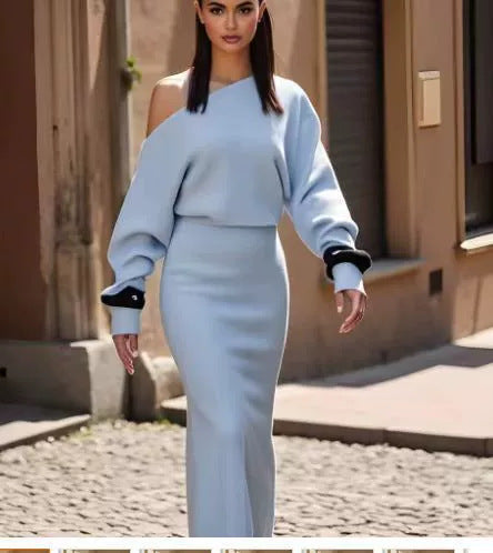 Women's Off-Shoulder Knit Bodycon Maxi Dress (photo 2)