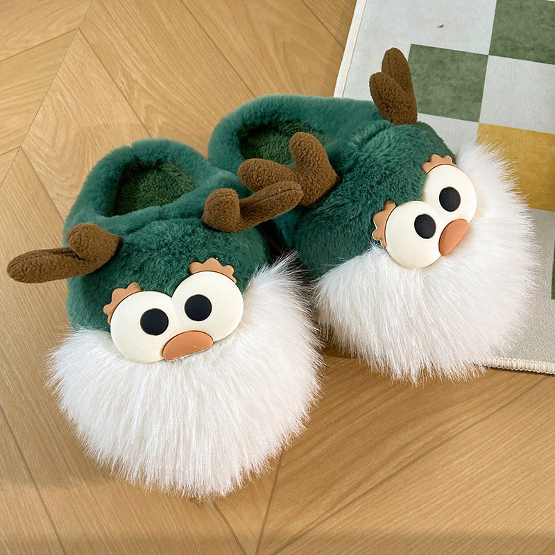 Christmas Deer Plush Slippers with Heel Cover (photo 2)