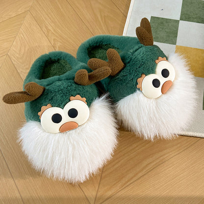 Christmas Deer Plush Slippers with Heel Cover (photo 2)