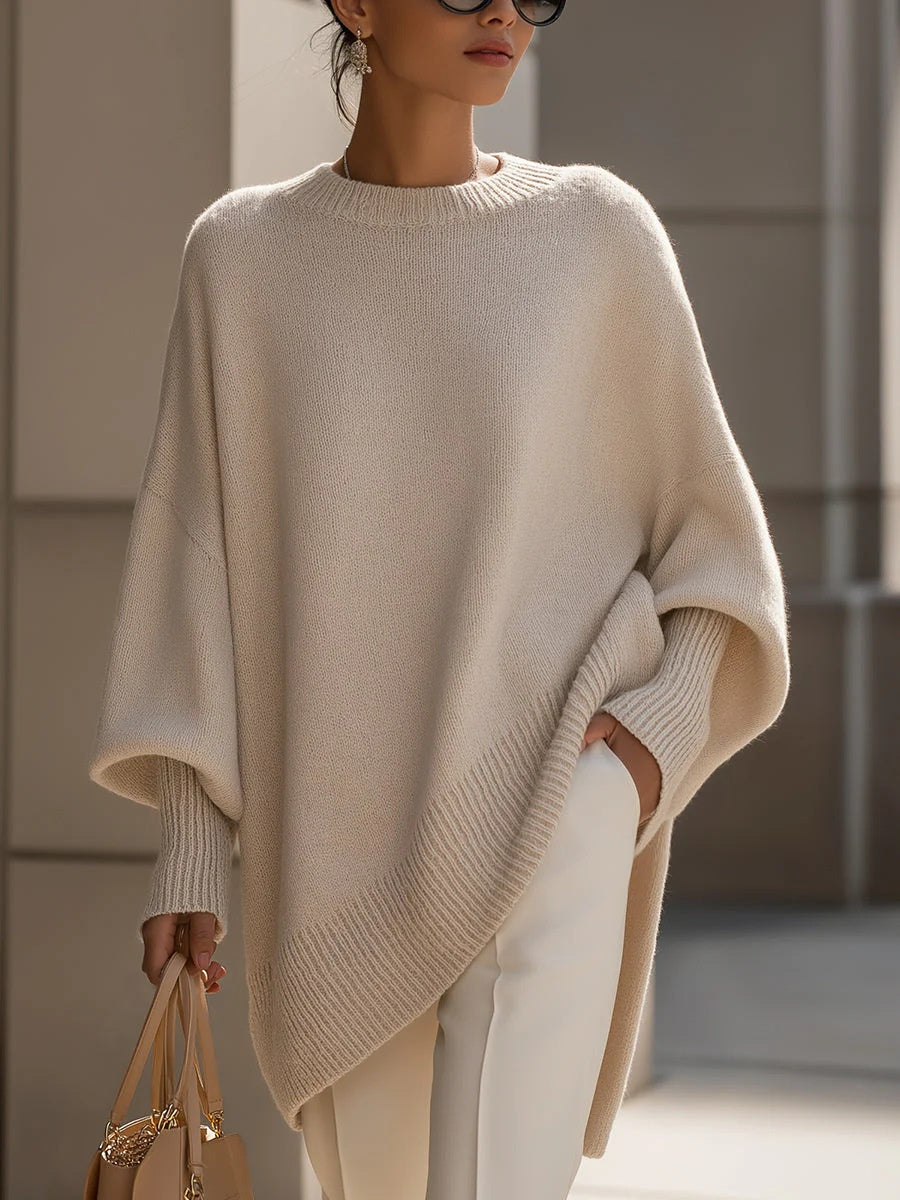 Women's Thick Knit Crewneck Pullover Sweater, Loose Fit (photo 9)