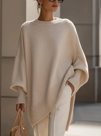 Women's Thick Knit Crewneck Pullover Sweater, Loose Fit (photo 9)
