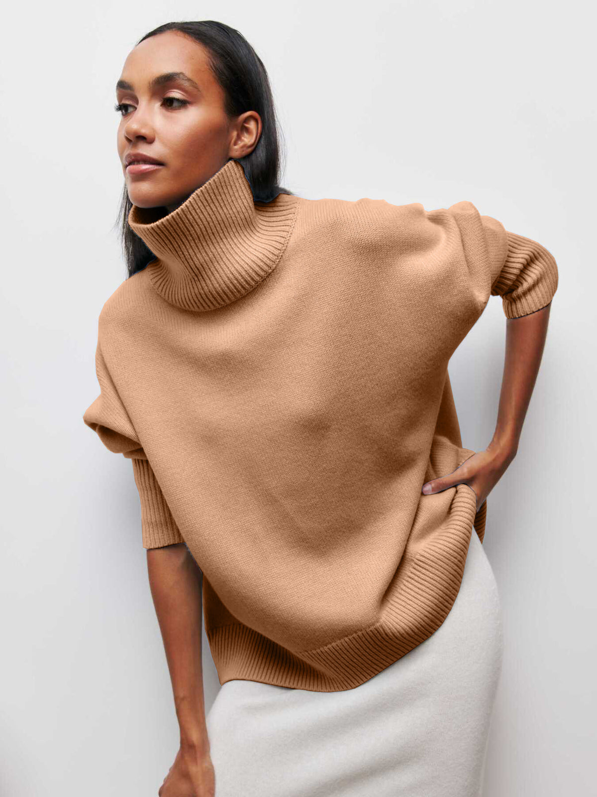 Women's Solid Turtleneck Pullover Sweater (photo 12)