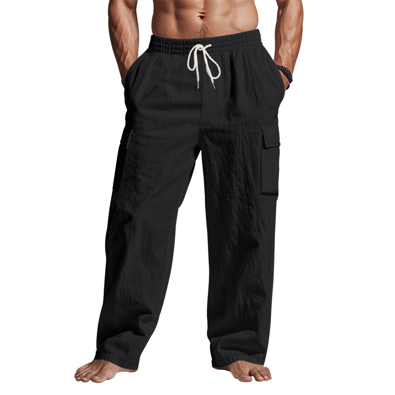 Men's Multi-Pocket Linen Cargo Pants (photo 9)