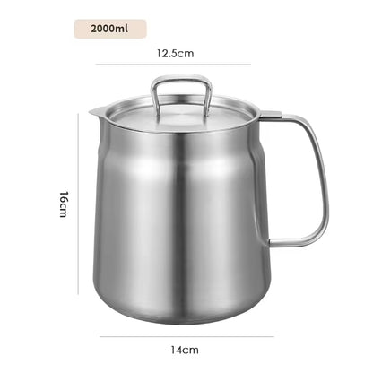 2 L Stainless Steel Oil Filter Pot with Strainer (photo 3)