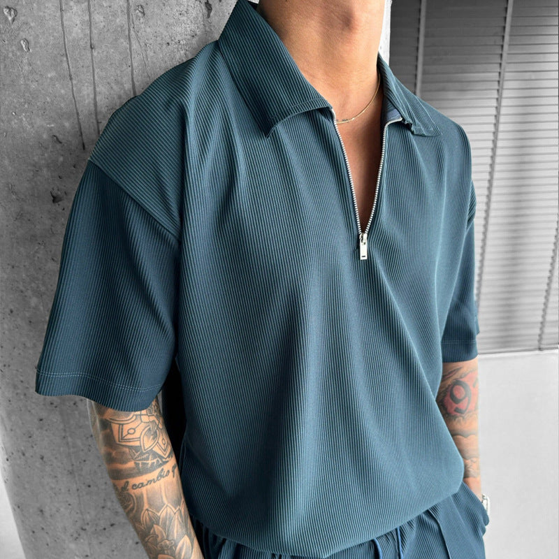 Men's Zip Polo and Drawstring Shorts Set (photo 12)