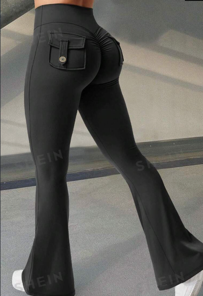 Women's High-Waist Flared Yoga Pants with Pockets (photo 6)
