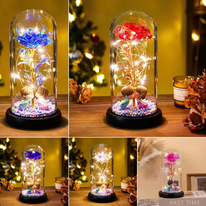 Foil Rose LED Light in Glass Dome, 22 x 11 cm (photo 2)