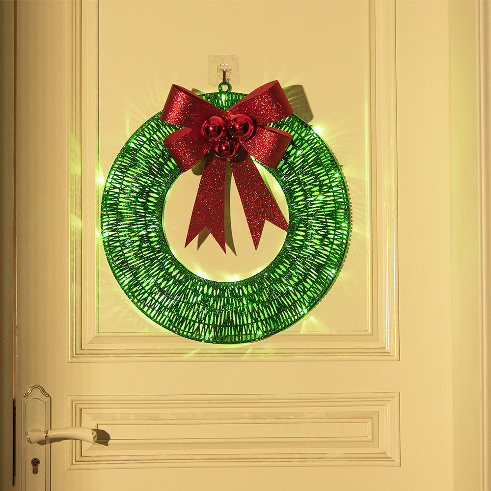 Battery LED Tinsel Christmas Wreath with Bow, 50 cm (photo 7)